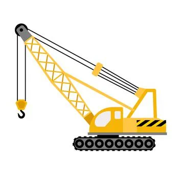 Construction excavator crane icon, flat style Stock Illustration