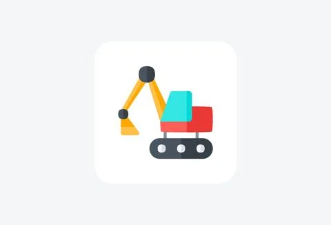 Construction, excavator fully editable vector fill icon Stock Illustration