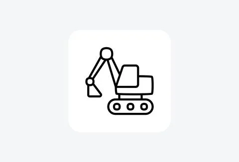 Construction, excavator fully editable vector fill icon Stock Illustration