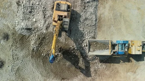 Construction excavator works Stock Footage 208653162