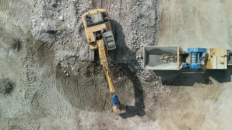 Construction excavator works Stock Footage 208663079
