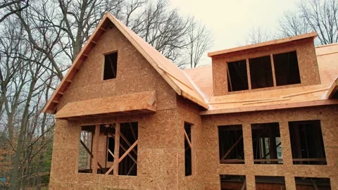 Construction Exterior Framing 4K Stock Footage 233032348