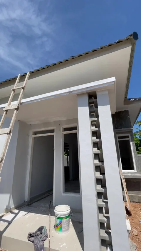 Construction of the facade of the house Stock Footage 243080506