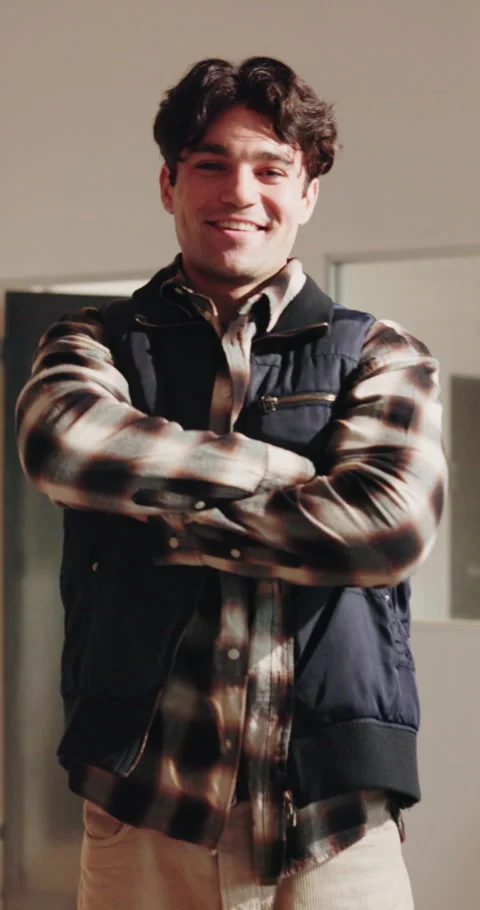 Construction, face or man on site with arms crossed, contractor or about us in Stock Footage 342317816