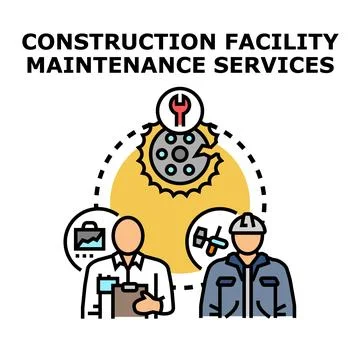 Construction facility maintenance services concept illustration Illustrazione stock