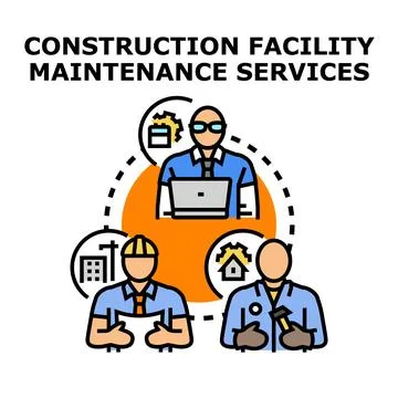 Construction facility maintenance services concept teamwork Stock Illustration