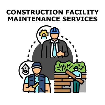 Construction facility maintenance services concept illustration Stock Illustration