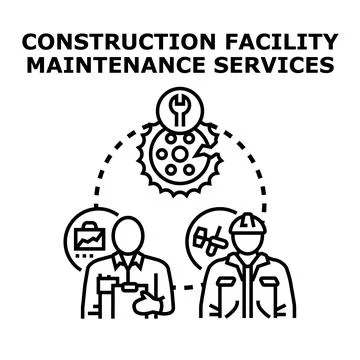 Construction facility maintenance services concept illustration Stock Illustration