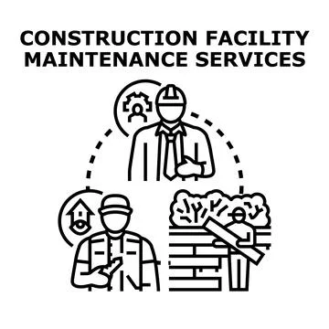Construction facility maintenance services concept illustration Stock Illustration