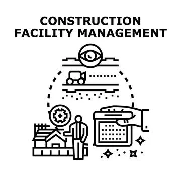 Construction facility management business process planning Stock Illustration