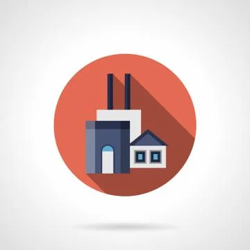 Construction factory red round vector icon Stock Illustration