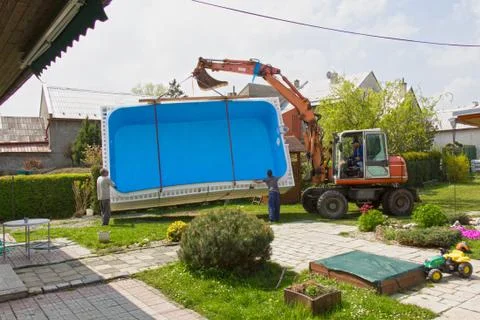 Construction of a family pool. Stock Photos