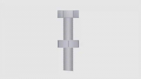 Construction fasteners. Animation of a bolt with a nut. Cartoon Stock Footage 140900380