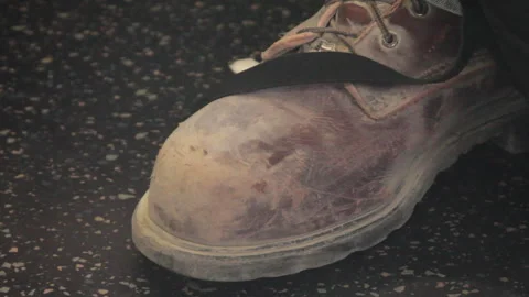 Construction feet close up Stock Footage 260849498