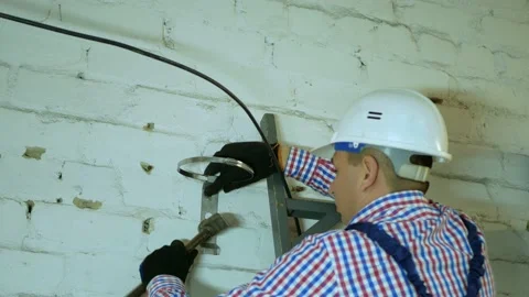 Construction of a fiber optic communication line Stock Footage 150171339