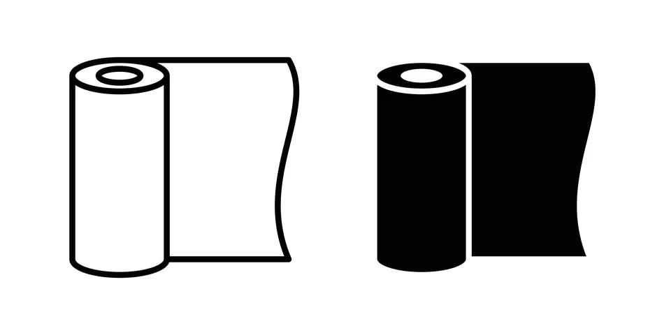Construction film roll icon solid, line, and editable vector set. Stock Illustration