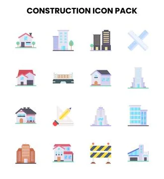 Construction Flat Bundle Icons Pack Stockillustratie