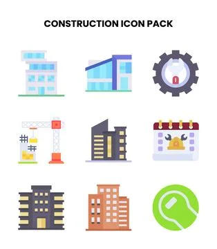 Construction Flat Bundle Icons Pack Stock Illustration