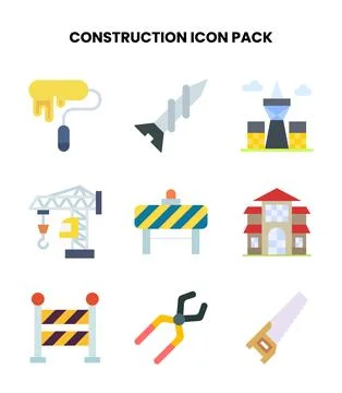 Construction Flat Graphics Icons Pack Stock Illustration