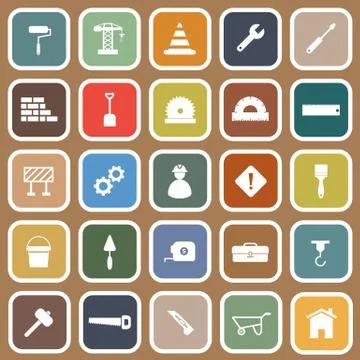 Construction flat icons on brown background Stock-Illustration