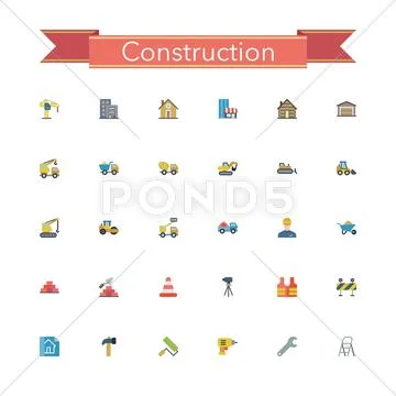 Construction Flat Icons Stock Illustration