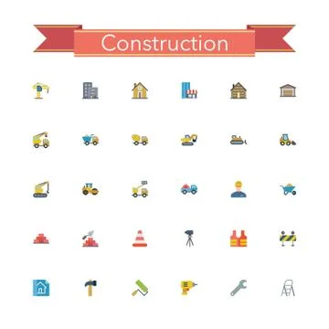 Construction Flat Icons Stock Illustration