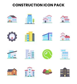 Construction Flat Icons Pack Stock Illustration
