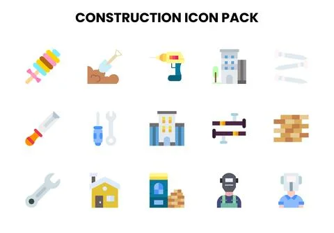 Construction Flat Icons Pack Stock Illustration