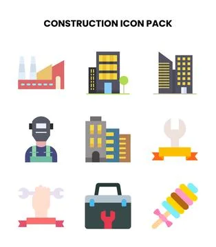 Construction Flat Scalable Icons Pack イラスト素材