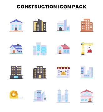 Construction Flat Set Icons Pack Stock-Illustration