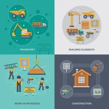 Construction Flat Set Stock Illustration
