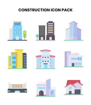 Construction Flat Vector Icons Pack イラスト素材