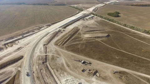 Construction of flyovers,  aerial view, drone point of view Stock Footage 82580902