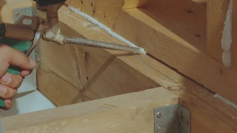 Construction foam, application of construction foam Stock Footage 340359799