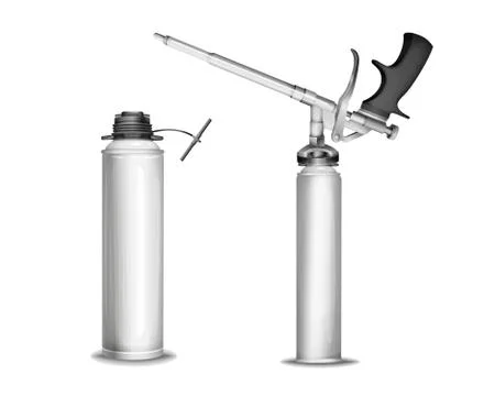 Construction foam bottle model vector illustration of 3D isolated realistic PU Stock Illustration
