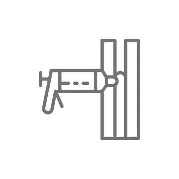 Construction foam, silicone sealant, installing polyurethane foam line icon. Stock Illustration