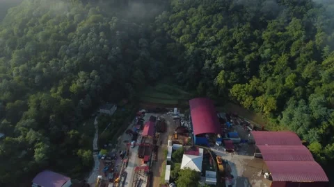 Construction in the foggy mountain Stock Footage 168569721