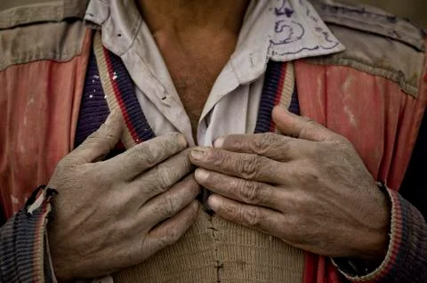 Construction foreman hands Stock Photos