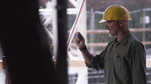 Construction Foreman on phone Stock Footage 62888128
