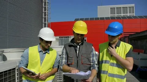 Construction foreman training young people on site Stock-Footage 14826961