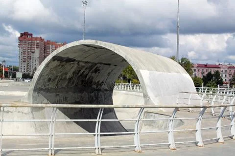 Construction in the form of a concrete arch Stock Photos