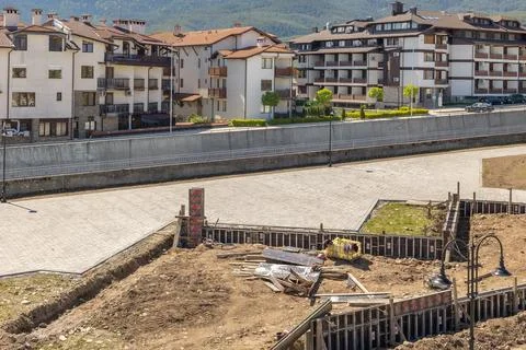 Construction formwork in Bansko resort, Bulgaria Stock Photos