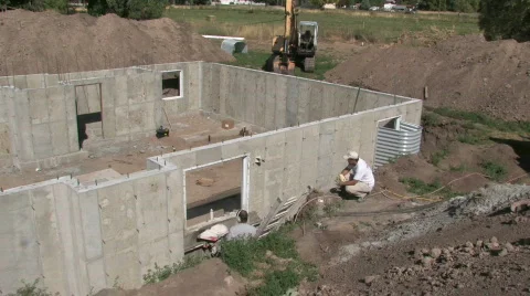 Construction foundation site pan M HD Stock Footage 263639