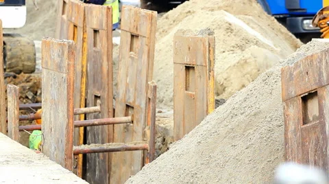 Construction of foundations Stock Footage 45602757