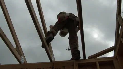 Construction Framers Silhouette Up High Stockbeeldmateriaal 12576481
