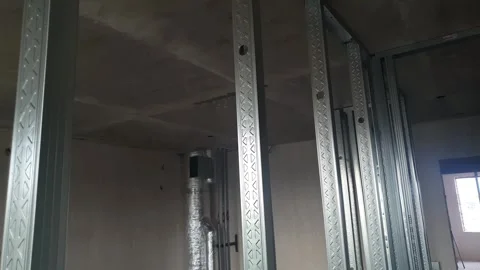 Construction of a framework for drywall installation creation of walls Видео 347404879