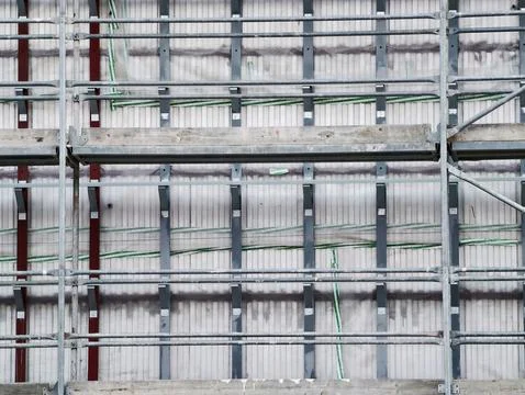 Construction framework with metal components. Closeup of building support s.. Foto stock