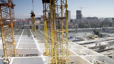 Construction of the future roof of the train station Stock Footage 75228030