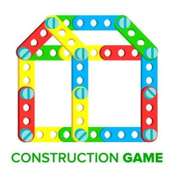 Construction Game Vector. Developing Child Toy. Structure Symbol. Isolated Flat Stock Illustration