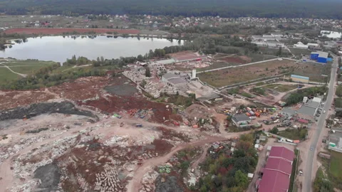 Construction garbage dump. Environmentally dangerous toxic dump. Problem of Stock Footage 141292762